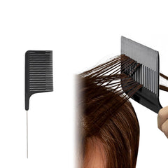 Hair Highlight Comb, Professional Hair Stylist Comb with Stainless Steel Rat Tail, Ergonomic Design, Use, Premium Material, Practical and Versatile for Home and Salon (Black)