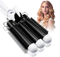 3 Barrel Curling Iron Hair Crimper: Birthday Gifts for Women Aleath Dual Voltage Adjustable Temperature Three Barrels Hair Waver - Ceramic 1 inch Curler Wand