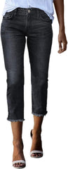 Capri Jeans for Women High Waisted Stretchy Skinny Pants Cut Off Summer Stretchy Hem Denim Capris with Pockets