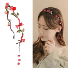 AHONEY Flower Headband for Women Girls Hair Vine Gold Leaf Boho Headband Wedding Fairy Accessories Headpiece Bridal Crown (Floral)