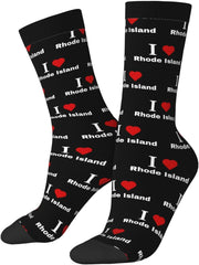 I love Rhode Island Socks For Men Women Gift Wicking Sport Casual Running Socks
