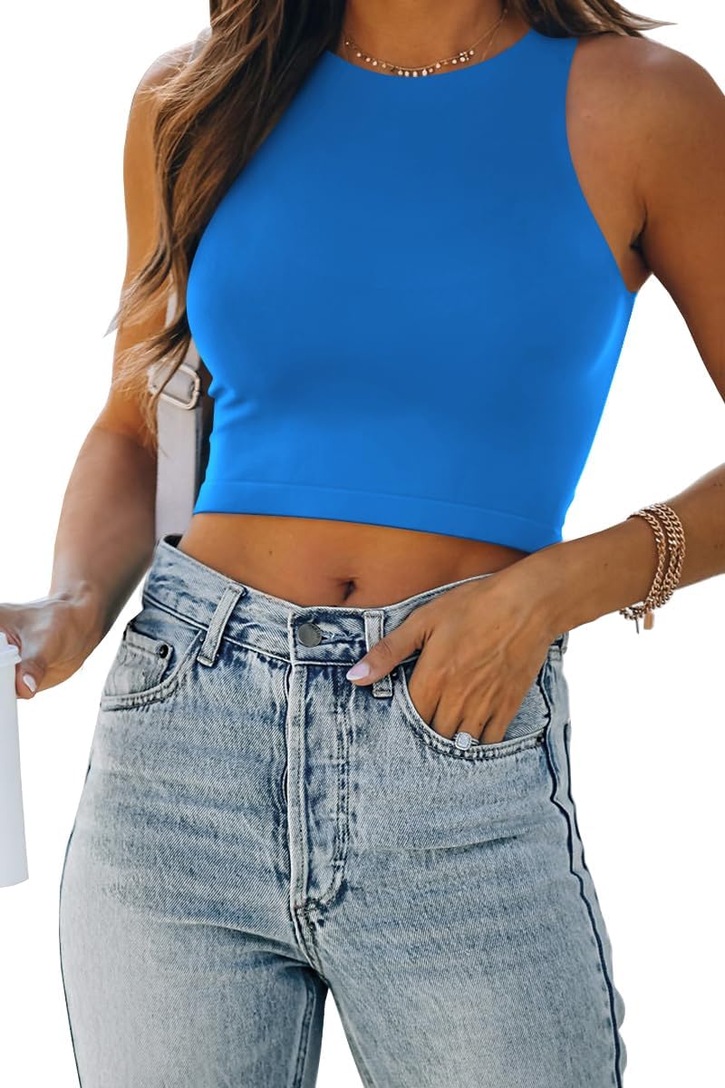EFAN Womens Sexy Sleeveless Double Lined Crop Tops Workout Cute Tight Racerback Tank Tops Summer Clothes Teen Girls 2025