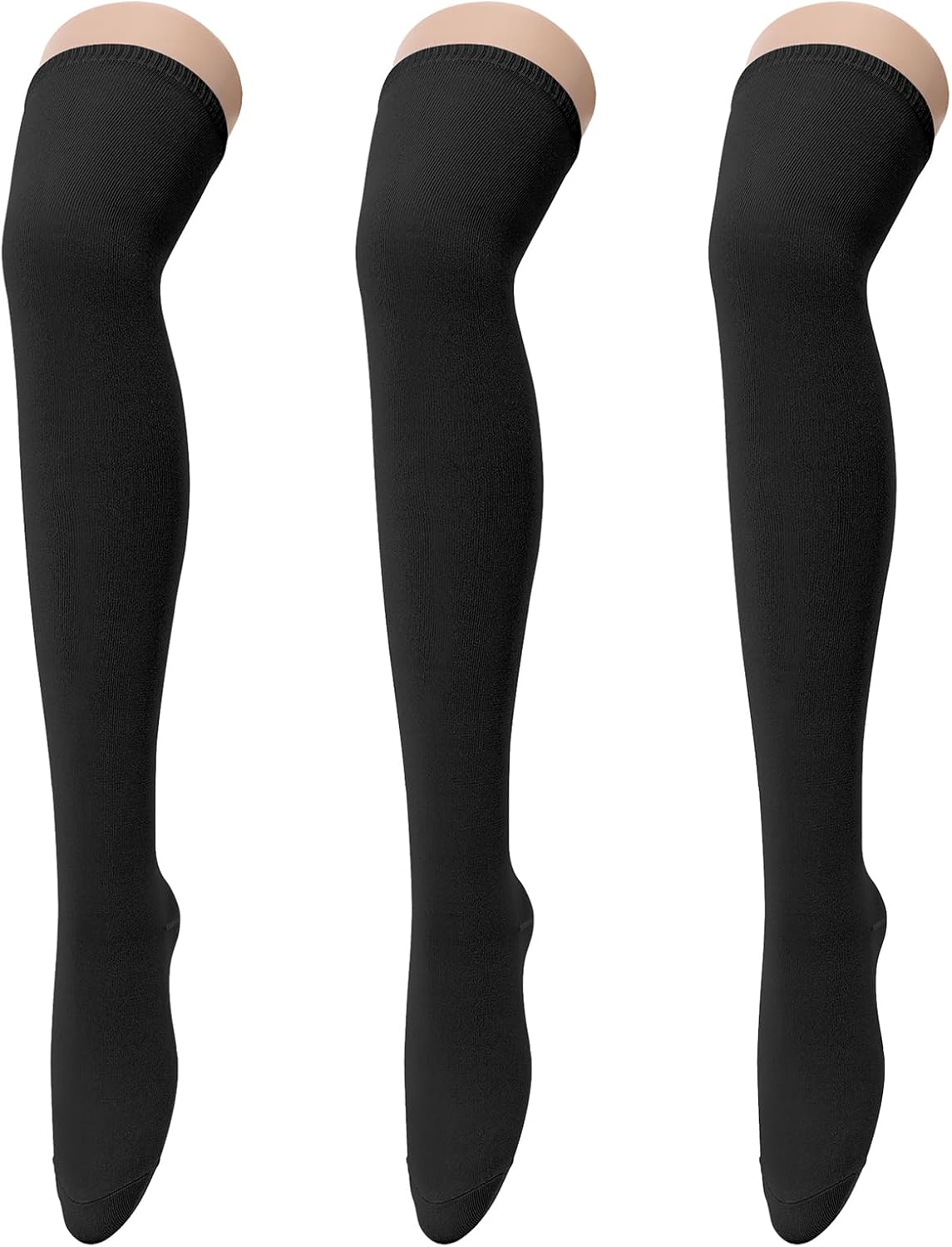 Century Star 3 Pairs Thigh High Socks for Women Over the Knee High Socks Triple Stripe Long Stockings Thigh Highs Leg Warmer