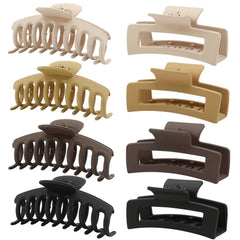 4 Pack Extra Large Hair Claw for Women, 5'' Strong Hold Bright Clamps for Thick and Long Hair, 90's Non-slip Square Jaw Clips for Curly Hair,
