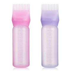 Pimoys Root Comb Applicator Bottle 6 Ounce, 2 Pack Hair Oil Applicator, Applicator Bottle for Hair Dye Applicator Bottle with Graduated Scale, White