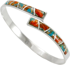 Turquoise Bracelet Sterling Silver 925 Genuine Gemstone Bangle Bracelet