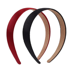 2 Pack Satin Headbands 1.3 Inch Wide Headband Girls Black Headband Women Non Slip Fashion Head Band Hair Bands Diy Hair Accessories Women Girls (Black&White)