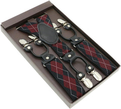 Suspenders Genuine Leather 6 Clips Brace Male Vintage Casual Wedding Party Trousers Strap Husband's Gift