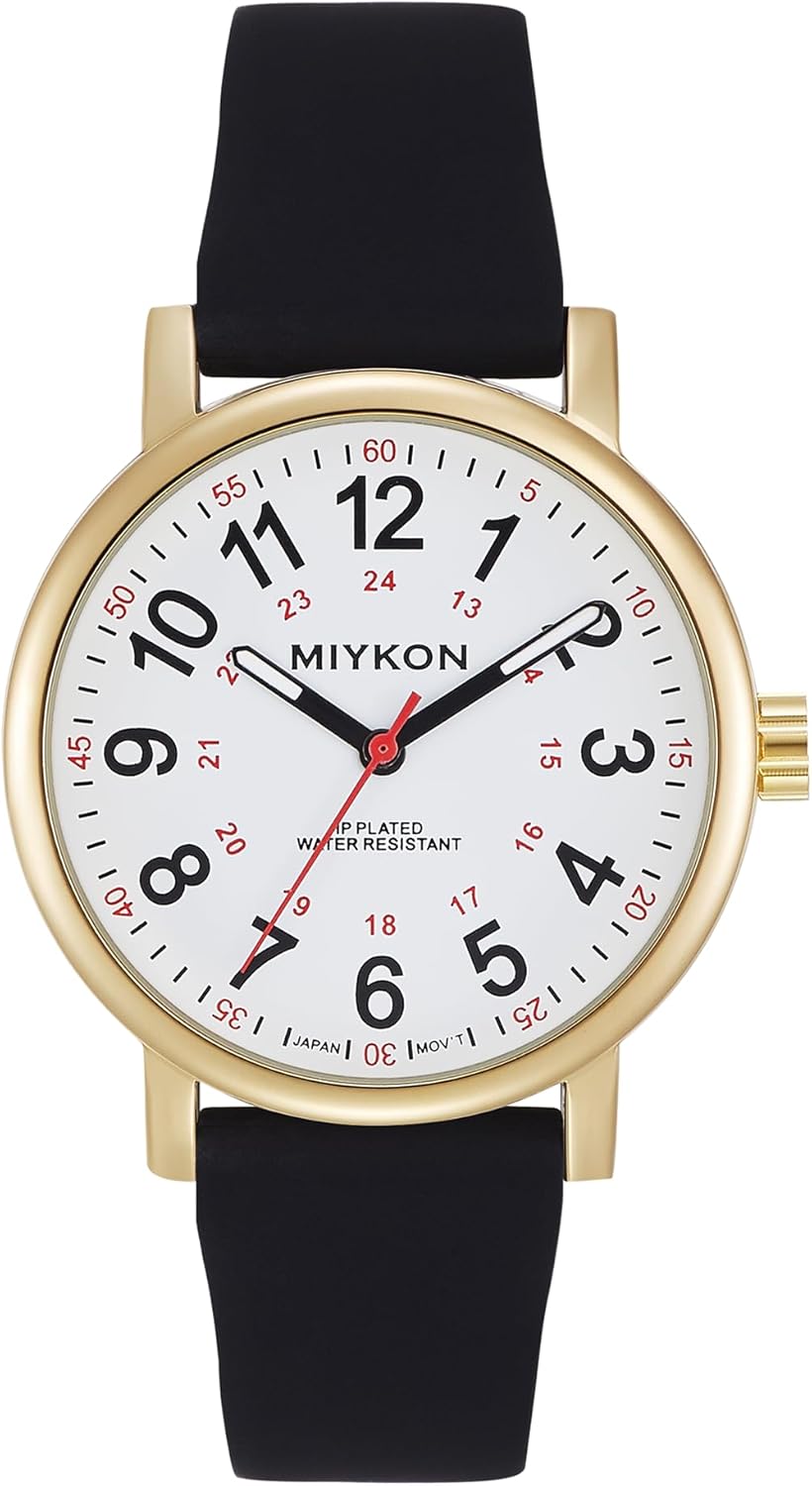 Miykon Nurse Watches for Men & Women - Analog Watch with Second Hand Nursing & Military Time - Second Hand Watch for Nursing with Soft Silicone Band - Ion Polished, Japan Quartz, Waterproof to 100ft