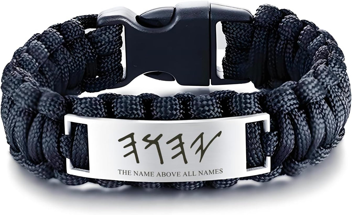 YHWH JHVH Israelite The Name Above All Names Yahweh Bracelet,Survival Paracord Bracelet,Paleo Hebrew God Jehovah Blessing Bangle for Him Her