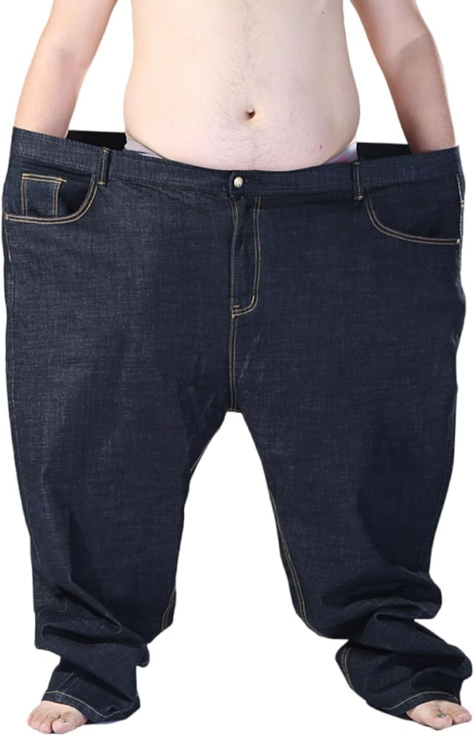 Jeans Pants Trouser Denim Large Size Trendy Fat Plus Straight Tube Loose Casual Commuting Business for Men