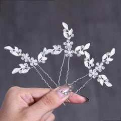 Heread Crystal Bride Wedding Hair Pins Rhinstones Bridal Hair Accessories Head Piece for Women and Girls (Pack of 3) (A Silver)