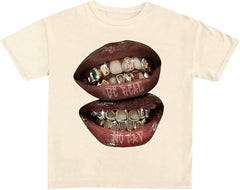 Verdusa Women's Lips Print Graphic Tees Y2k T Shirts Summer Crew Neck Vintage Going Out Tops