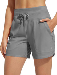 baleaf Women's 5" Swim Board Shorts High Waisted Quick Dry UPF 50+ Swimsuit Swimming Bottoms with Boxer Liner Zipper Pockets