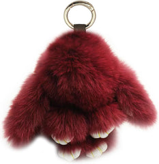 Cute Plush Bunny Keychain Soft Fluffy Rabbit Key Ring Pompom Key for Women Decoration