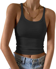 Artfish Women's Sleeveless Tank Top Form Fitting Scoop Neck Ribbed Knit Basic Cami Shirts