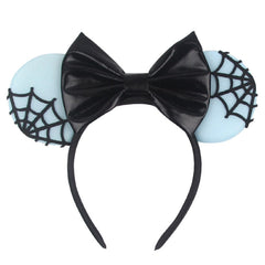 LSHDXD Halloween & Christmas Hairband, Hand-made Headband with Adjustable Mouse Ears, Glitter Sequin Spider Web Design, Unique Gift for Women, Unisex Adults (Black, 1 Count Pack of 1)