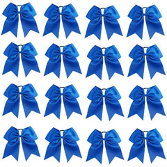 16PCS 8" Large Cheer Hair Bows Ponytail Holder Elastic Band Handmade for Cheerleading Teen Girls College Sports (Hot Pink, 1 Count (Pack of 16))