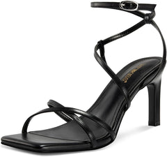 wetkiss Womens Sandals Square Open Toe Strappy Heels Ankle Strap High Heel Sandals Comfort Dress Party Shoes