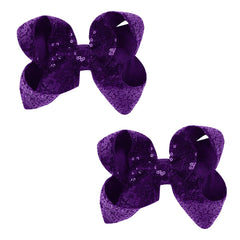 6 Inch Red Sparkly Glitter Sequin Hair Bows for Girls Toddlers Kids Children Teenage (2PCS)