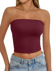 AUTOMET Tube Tops Strapless Crop Tops Basic Backless Sleeveless Bandeau Going Out Cute 2025 Summer Clothes