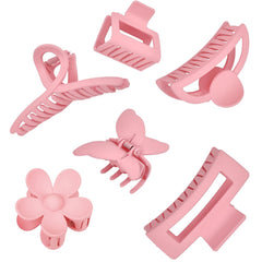 6 Pack Matte Non-Slip Hair Accessories - Claw Clips in Black for Thin and Thick Hair, Ranging from 1.85-4.5 Inches, Featuring Flower, Banana, and Butterfly Designs for Women and Girls