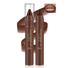 3 Colors 2 in 1 Matte Lip Crayon Set, Velvet Smooth Rich Creamy Gradient Brown Ombre Lip Liner Lipstick Combo, Multi-Use Long Lasting Plumping Lip Pencil, High Pigmented Lip Line Sketch Makeup