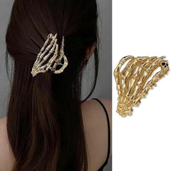 AIUPUOC Black Hair Clip with Skeleton Skull Design for Women's Hair Styling, Medium Metal Hair Claw Clips, Halloween Hair Accessories, 1 Count