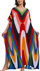 Kaftan Dresses for Women Plus Size Bathing Suit Cover up Batwing Sleeve Caftan Maxi Beach Dress