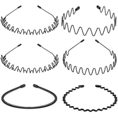 WantGor Metal Headbands for Women Men, 2 Pack Fashion Unisex Black Hairband Sports Headwear Hair Hoop Hair Accessories for Home, Outdoor (2 Pack)