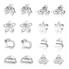 CWJCYTNSN 16PCS Small Metal Hair Claw Clips, Silver Mini Hair Clips for Thin Thick Hair, Cute Tiny Hair Clips, Little Flower Hair Jaw Clamps, Nonslip Bangs Pins Hair Accessories for Women Girls