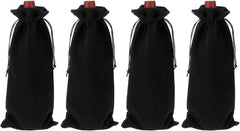 uxcell 4 Pcs Wine Bottle Gift Bags with Drawstrings, Velvet Wine Bags Reusable Liquor Bottle Covers for Wedding Birthday Party, Blue