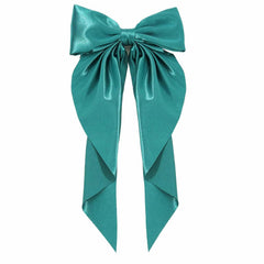 Super Big Bow Hair Clips French Style Soild Color Knotted Bowknot Spring Snap Barrettes Hair Clips with Long Ribbon for Women Girls (Gold)