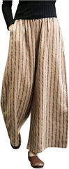 Women Striped Palazzo Pants Casual Cotton Linen Pant High Waist Flowy Cropped Trousers Travel Vacation Outfits