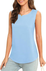 Women's Sleeveless Chiffon Tank Top Business Casual Blouse Tunic Top