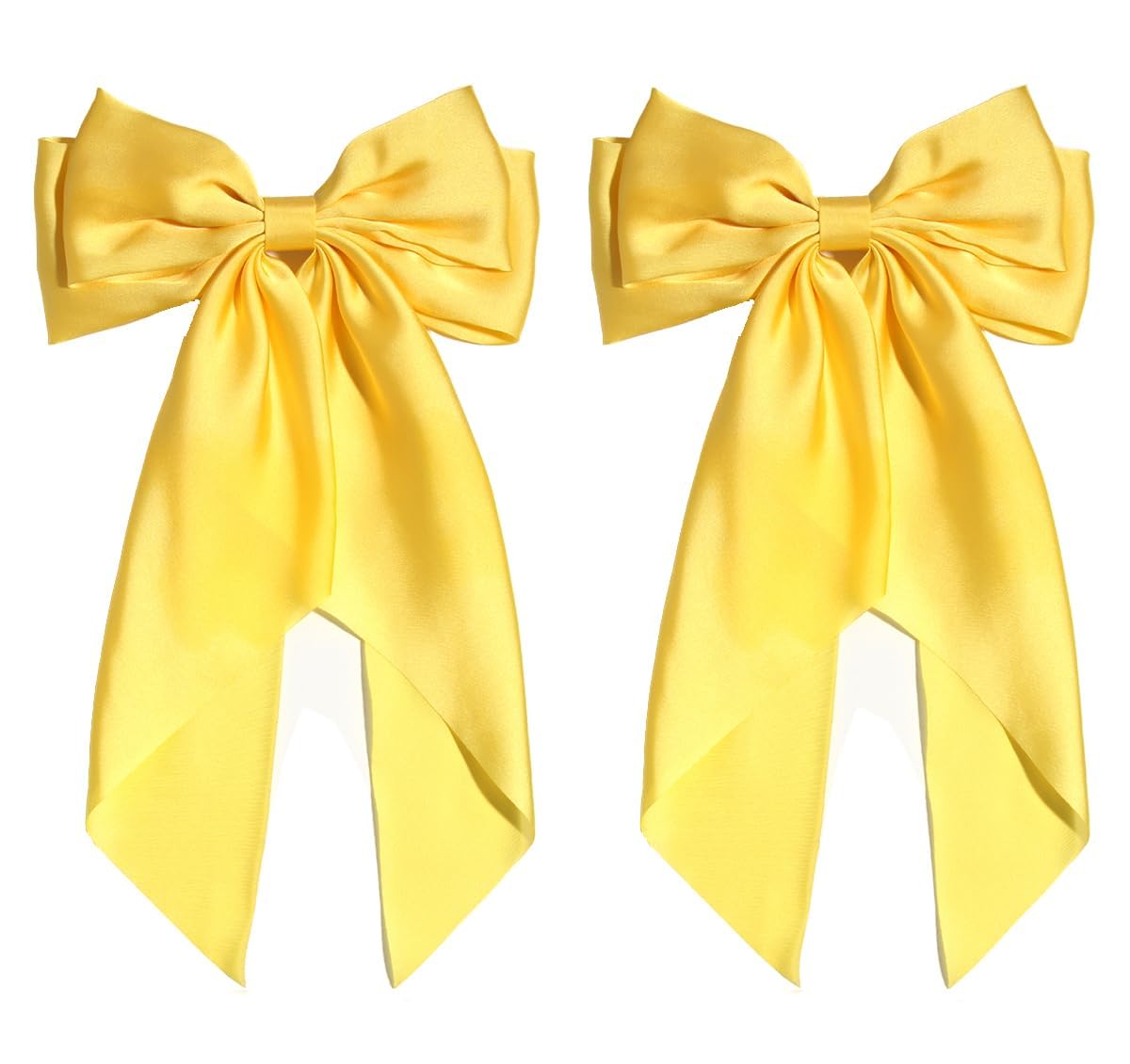 Satin Bow Hair Clips for Women,Big Bow Hair Slides Metal Clips Long Ribbon Hairpin Girls Barrettes Party Half-Updo Ponytail Accessories (2pcs Purple)
