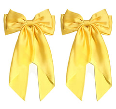 Satin Bow Hair Clips for Women,Big Bow Hair Slides Metal Clips Long Ribbon Hairpin Girls Barrettes Party Half-Updo Ponytail Accessories (2pcs Purple)