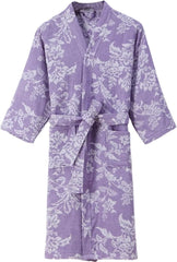 PEKJI Cotton Bathrobe Soft Robe Lightweight Robes V Neck Full-length Robe With 2 Pockets Unisex Sleepwear With Belt