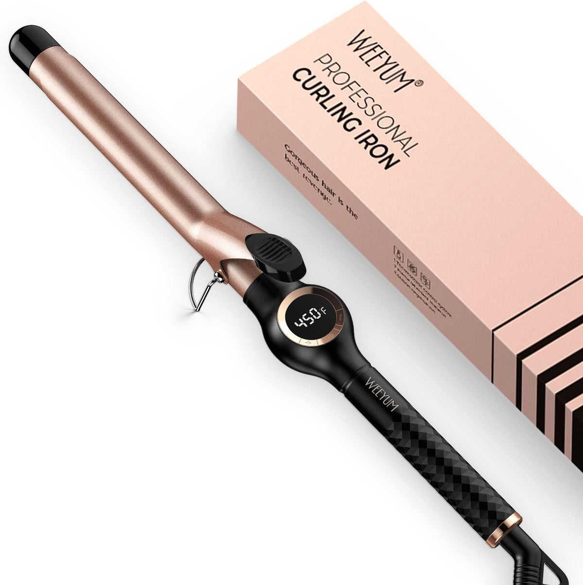 Large Curling Iron 2 Inch, Ceramic Long Barrel Hair Curling Wand, Hair Styling Tool, Dual Voltage, LCD Display, Black