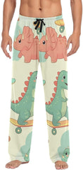 Men's Pajama Pants Cute Dinosaurs Bears Sleep Pajama Lounge Pant with Pockets, Elastic Waistband