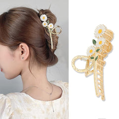 Elegant Cat Eye Flower Hair Accessories - 1Pc Strong Hold Large Jaw Clip for Thick or Thin Ponytails, Non-Slip Unique Design for Women