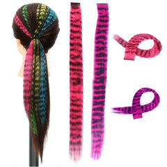 Stripe Printed Wig Piece Colorful Long Straight Clip-in Hair Extensions for Daily Use Party Halloween (12 Color)