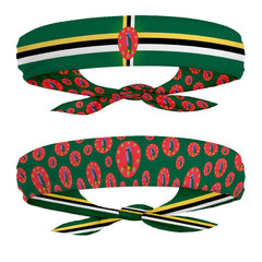 Black Heritage Flag Headband - Carnival, Fitness, Mens Womens Tieback Bandana Sweatband, Thigh Leg Garter