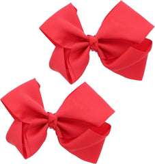 3 Inch Grosgrain Bow for Little Girls- Set of 2 (White)