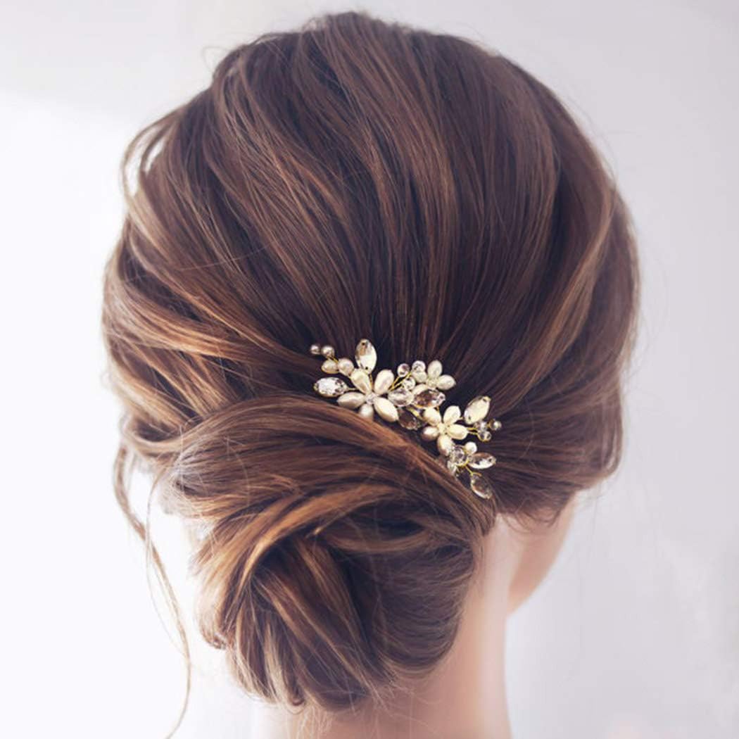 JAKAWIN Pearl Bride Wedding Hair Pins Silver Bridal Hair Piece Accessories Decorative Hair Clips for Women HP065 (Silver)
