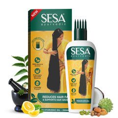 Ayurvedic Hair Oil With Bhringraj & 17 Rare Herbs With Coconut Oil and 4 Nourishing Oil For Hair Growth Help Control Hair Fall & Easy Hair Oil Applicator For Women and Men, 6.76 Fl Oz or 200 ml