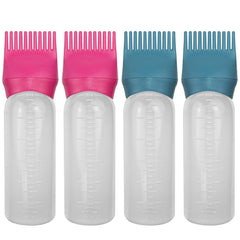 ELANE Hair Oiler Comb Bottle,4 Pack Root Comb Applicator Bottle for Hair Oil Scalp Hair Oiling Applicator（pink+purple+white+black）