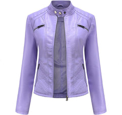 Women's Trendy Faux Leather Jacket Moto Short Jacket Fashion PU Jacket Coat Long Sleeve Zip Up Moto Biker Jackets
