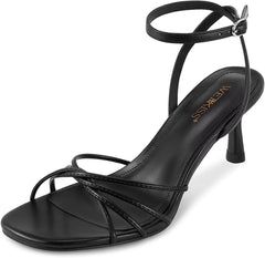 wetkiss Womens Sandals Round Open Toe Kitten Heels Adjustable Ankle Strap Low Heels Heeled Sandals for Women Summer Dress Shoes Not Suitable for Wide Feet