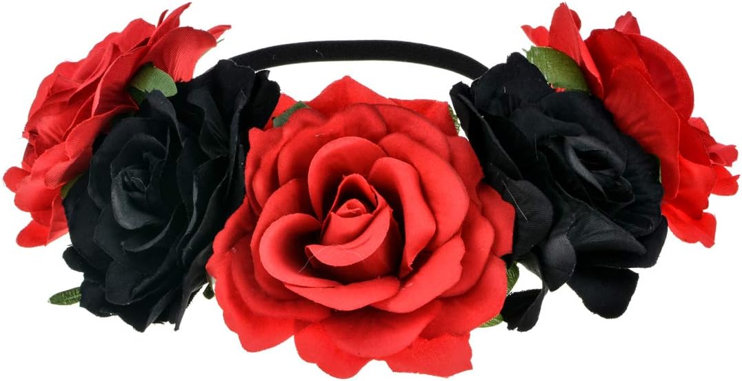 June Bloomy Rose Floral Crown Garland Flower Headband Headpiece for Wedding Festival